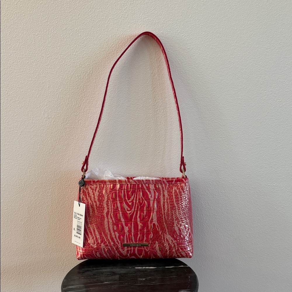 Brahmin Lorelei Small Coral Pink Patterned Shoulder Bag- NWT